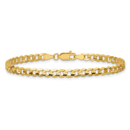 14K 7 inch 3.8mm Open Concave Curb with Lobster Clasp Bracelet