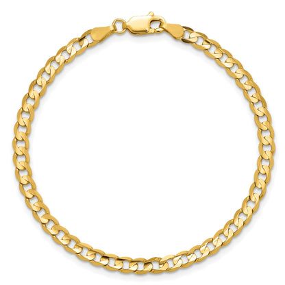14K 8 inch 3.8mm Open Concave Curb with Lobster Clasp Bracelet