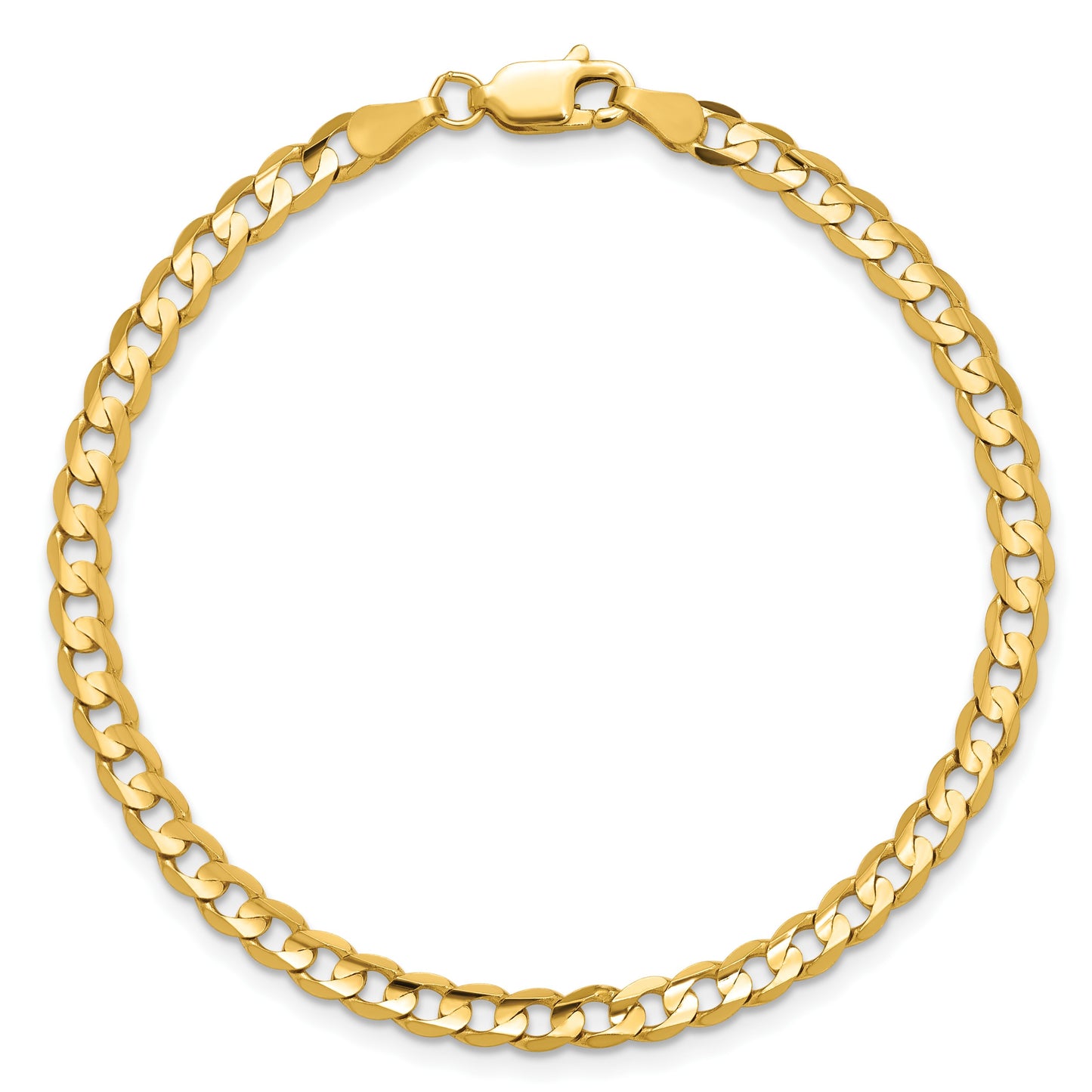 14K 7 inch 3.8mm Open Concave Curb with Lobster Clasp Bracelet