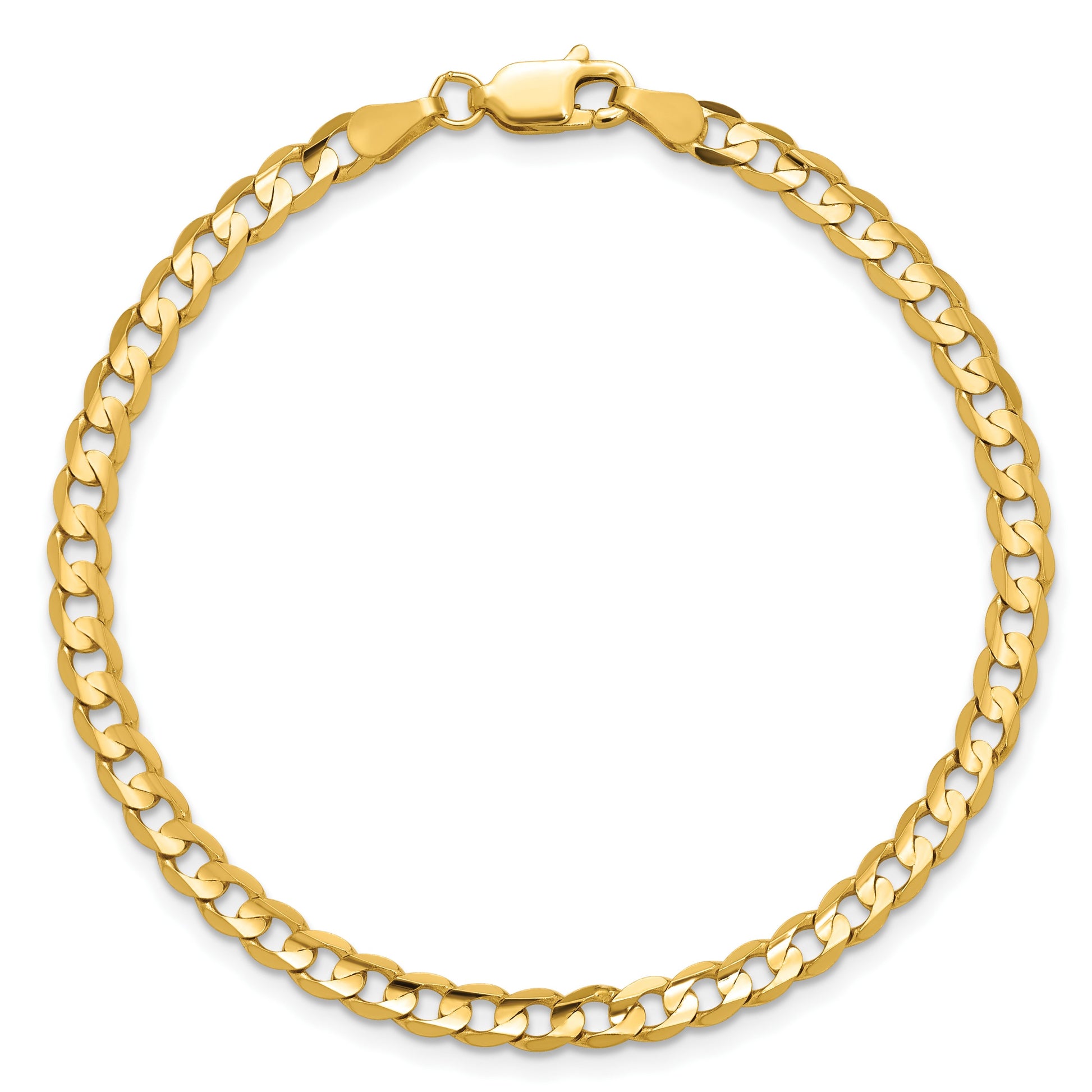 14K 7 inch 3.8mm Open Concave Curb with Lobster Clasp Bracelet