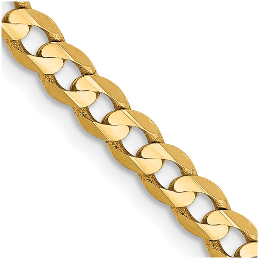 14K 18 inch 3.8mm Open Concave Curb with Lobster Clasp Chain