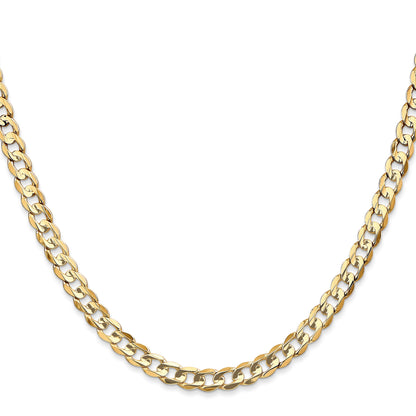 14K 28 inch 4.5mm Open Concave Curb with Lobster Clasp Chain