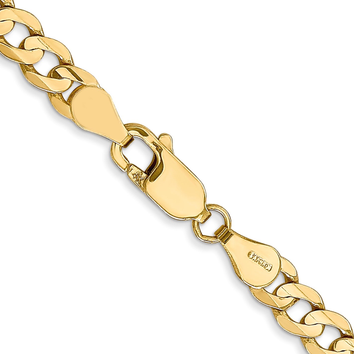 14K 28 inch 4.5mm Open Concave Curb with Lobster Clasp Chain