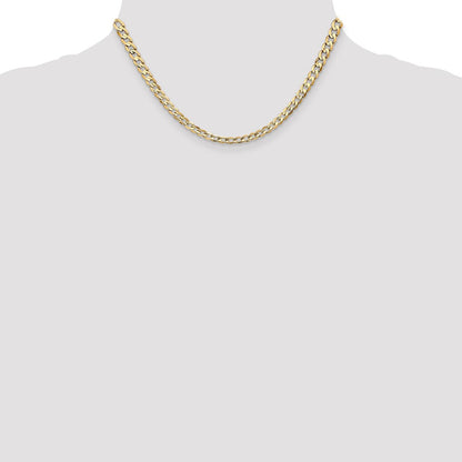 14K 16 inch 4.5mm Open Concave Curb with Lobster Clasp Chain