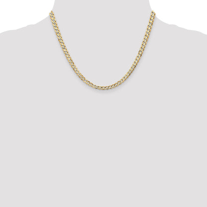 14K 18 inch 4.5mm Open Concave Curb with Lobster Clasp Chain