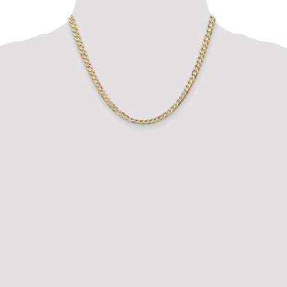 14K 18 inch 4.5mm Open Concave Curb with Lobster Clasp Chain