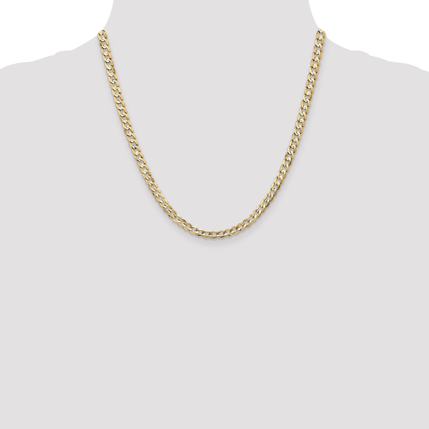 14K 20 inch 4.5mm Open Concave Curb with Lobster Clasp Chain