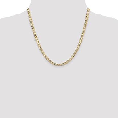 14K 20 inch 4.5mm Open Concave Curb with Lobster Clasp Chain