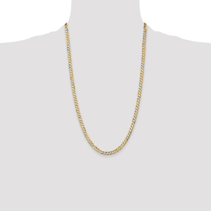 14K 26 inch 4.5mm Open Concave Curb with Lobster Clasp Chain