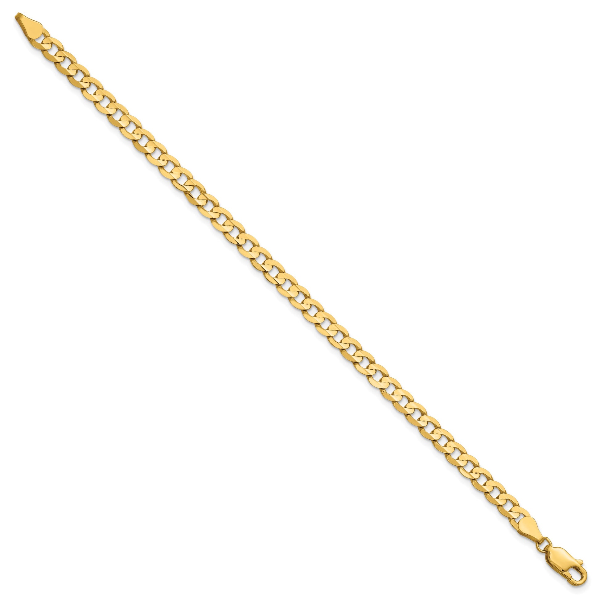 14K 8 inch 4.5mm Open Concave Curb with Lobster Clasp Bracelet