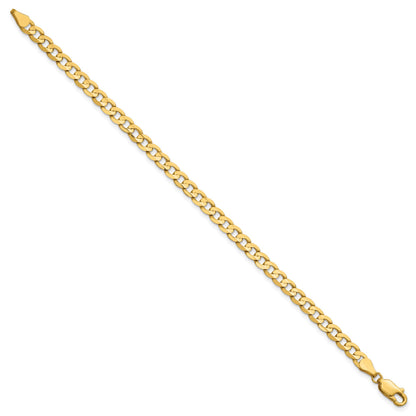 14K 8 inch 4.5mm Open Concave Curb with Lobster Clasp Bracelet