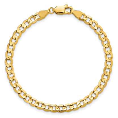 14K 8 inch 4.5mm Open Concave Curb with Lobster Clasp Bracelet