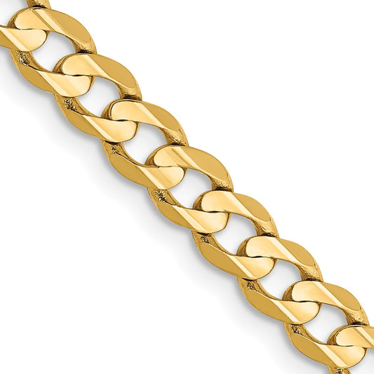 14K 18 inch 4.5mm Open Concave Curb with Lobster Clasp Chain