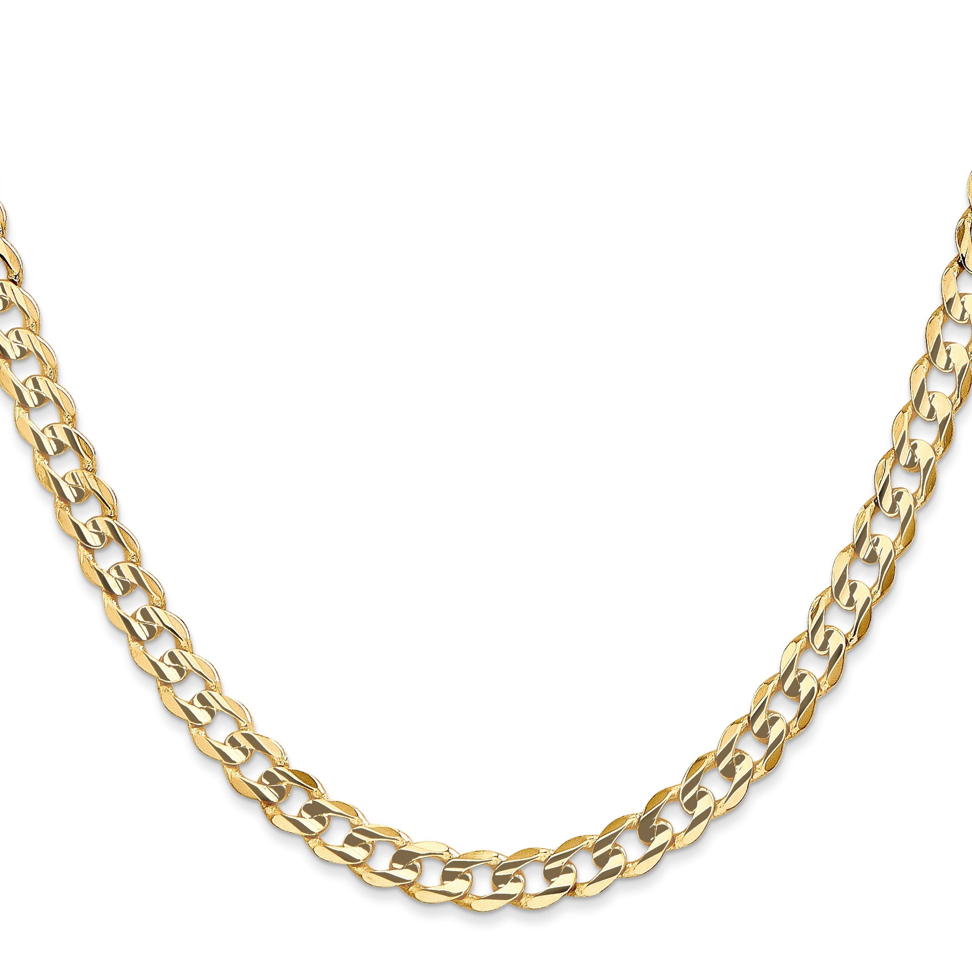 14K 28 inch 5.25mm Open Concave Curb with Lobster Clasp Chain
