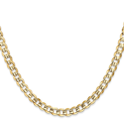 14K 22 inch 5.25mm Open Concave Curb with Lobster Clasp Chain