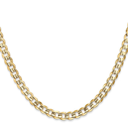 14K 20 inch 5.25mm Open Concave Curb with Lobster Clasp Chain