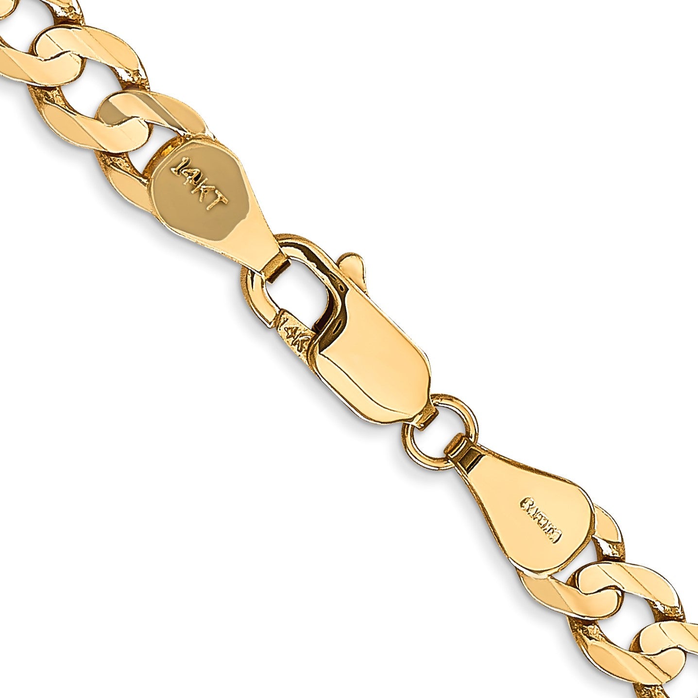 14K 16 inch 5.25mm Open Concave Curb with Lobster Clasp Chain