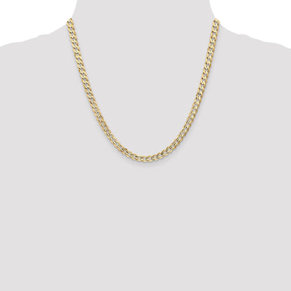 14K 20 inch 5.25mm Open Concave Curb with Lobster Clasp Chain