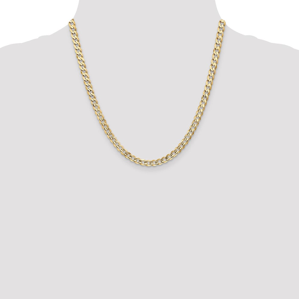 14K 20 inch 5.25mm Open Concave Curb with Lobster Clasp Chain