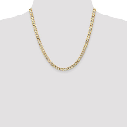 14K 20 inch 5.25mm Open Concave Curb with Lobster Clasp Chain