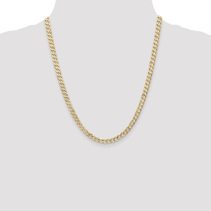 14K 22 inch 5.25mm Open Concave Curb with Lobster Clasp Chain