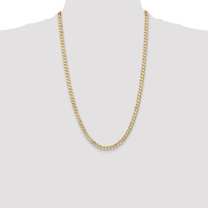 14K 26 inch 5.25mm Open Concave Curb with Lobster Clasp Chain