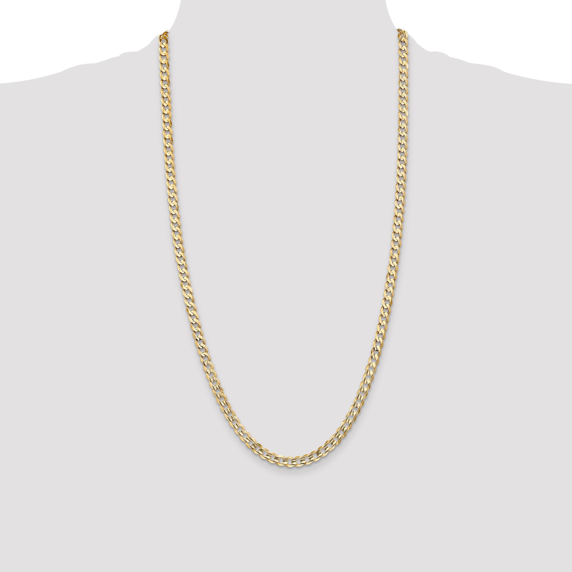 14K 28 inch 5.25mm Open Concave Curb with Lobster Clasp Chain