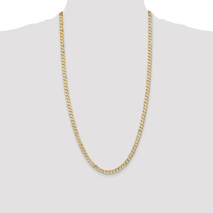 14K 28 inch 5.25mm Open Concave Curb with Lobster Clasp Chain