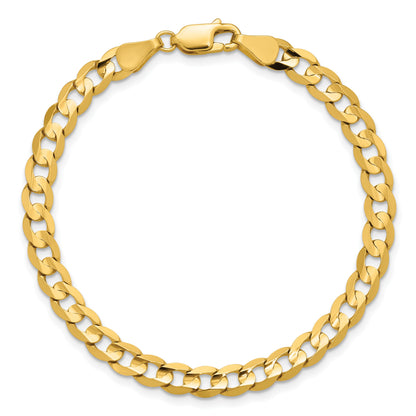 14K 7 inch 5.25mm Open Concave Curb with Lobster Clasp Bracelet