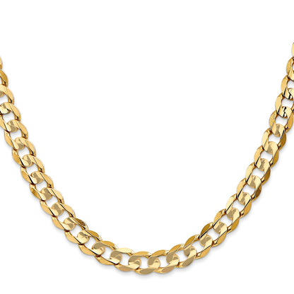 14K 28 inch 6.75mm Open Concave Curb with Lobster Clasp Chain