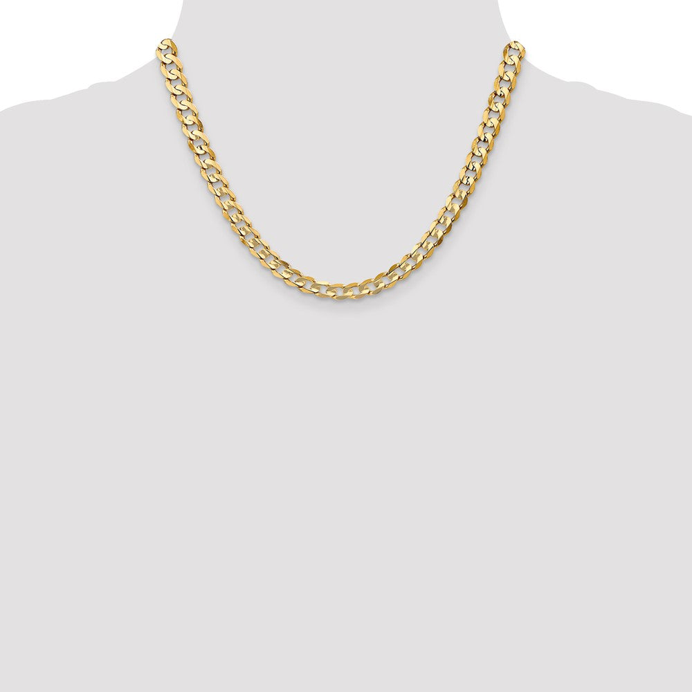 14K 18 inch 6.75mm Open Concave Curb with Lobster Clasp Chain