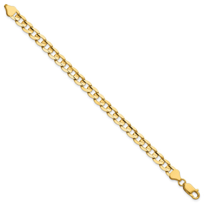 14K 8 inch 6.75mm Open Concave Curb with Lobster Clasp Bracelet