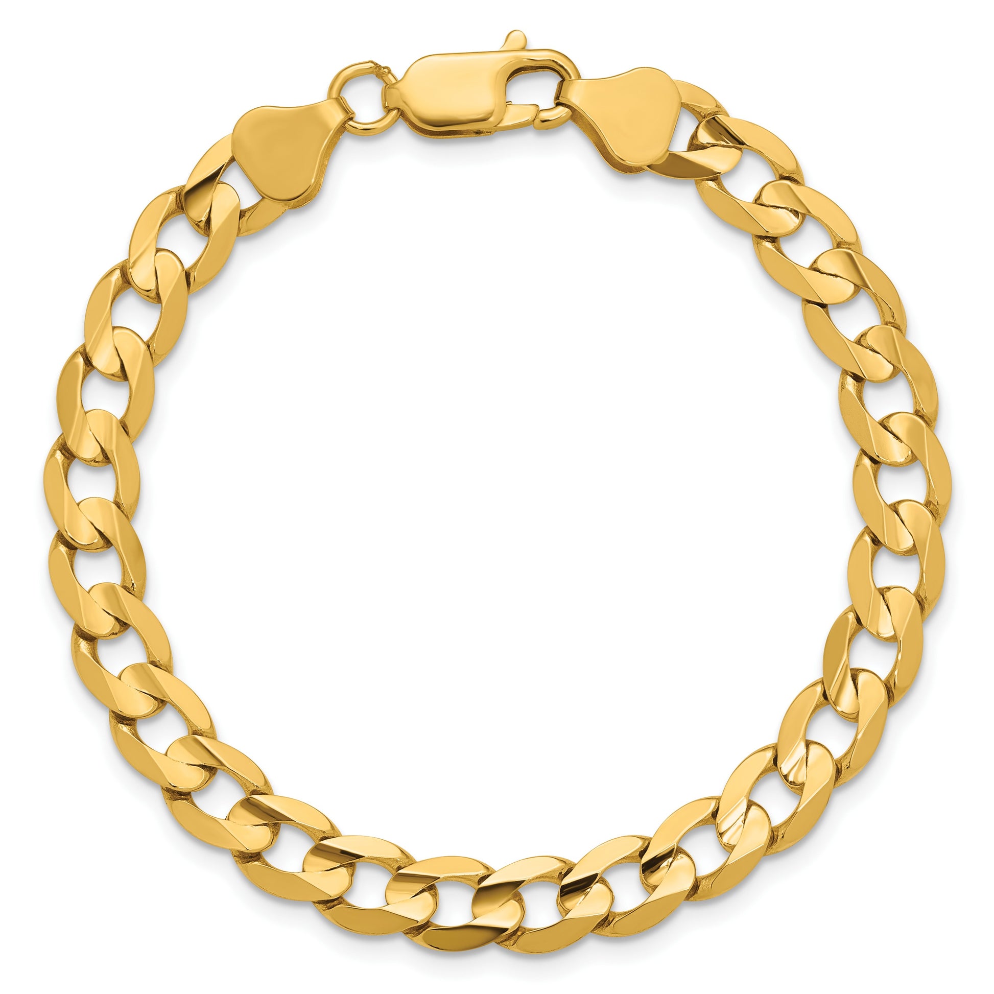 14K 9 inch 6.75mm Open Concave Curb with Lobster Clasp Chain