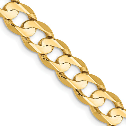 14K 28 inch 6.75mm Open Concave Curb with Lobster Clasp Chain