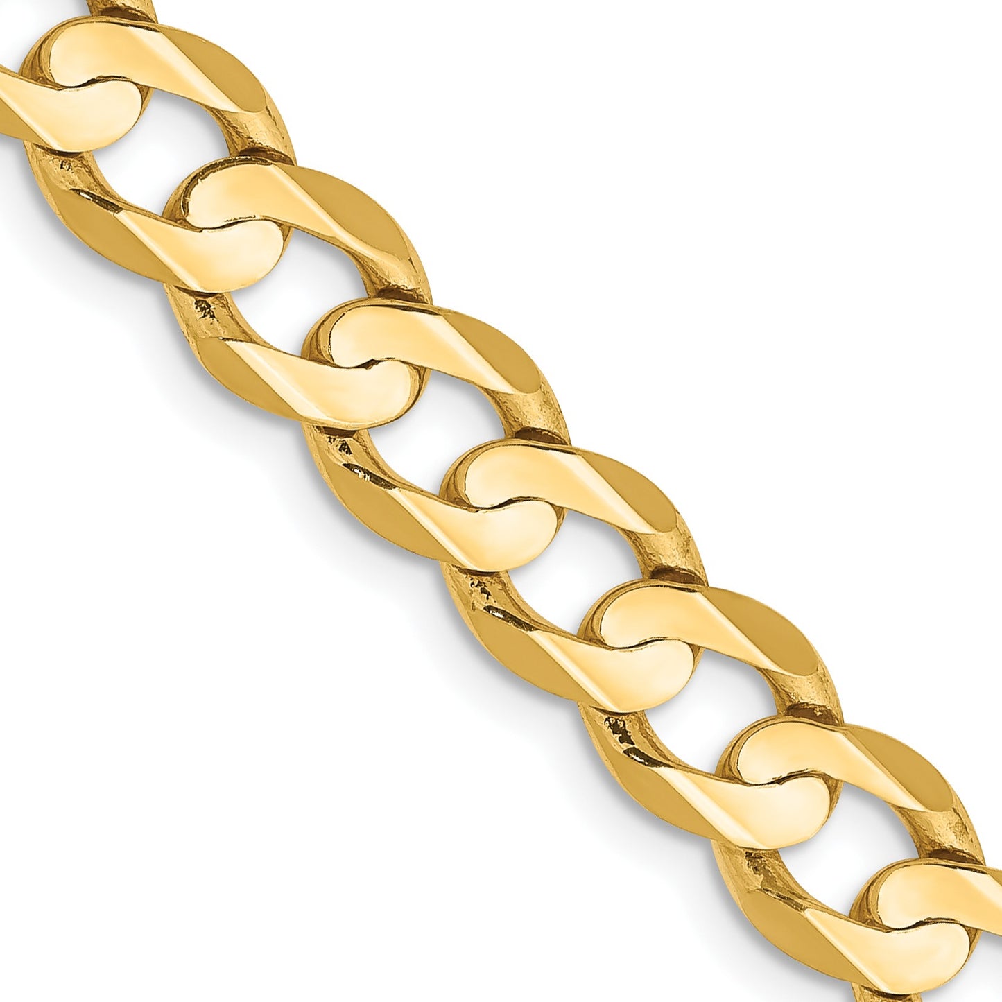14K 26 inch 6.75mm Open Concave Curb with Lobster Clasp Chain