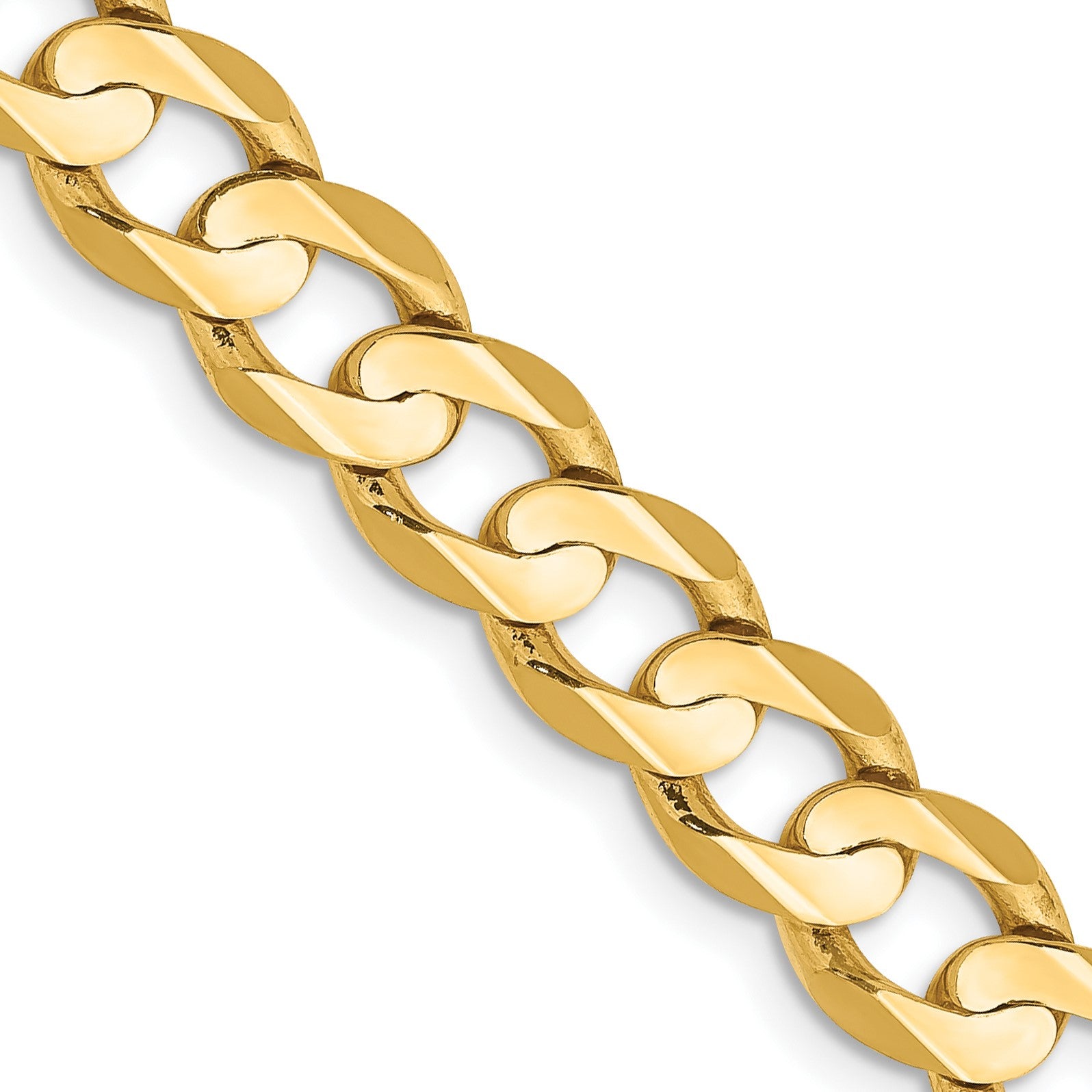 14K 26 inch 6.75mm Open Concave Curb with Lobster Clasp Chain