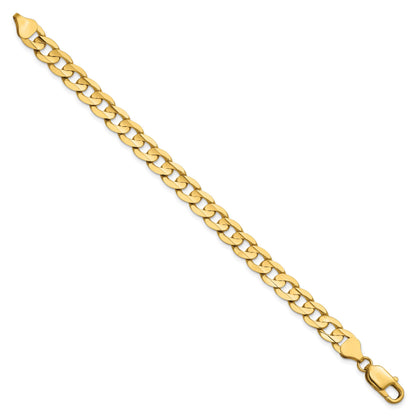 14K 8 inch 7.5mm Open Concave Curb with Lobster Clasp Bracelet