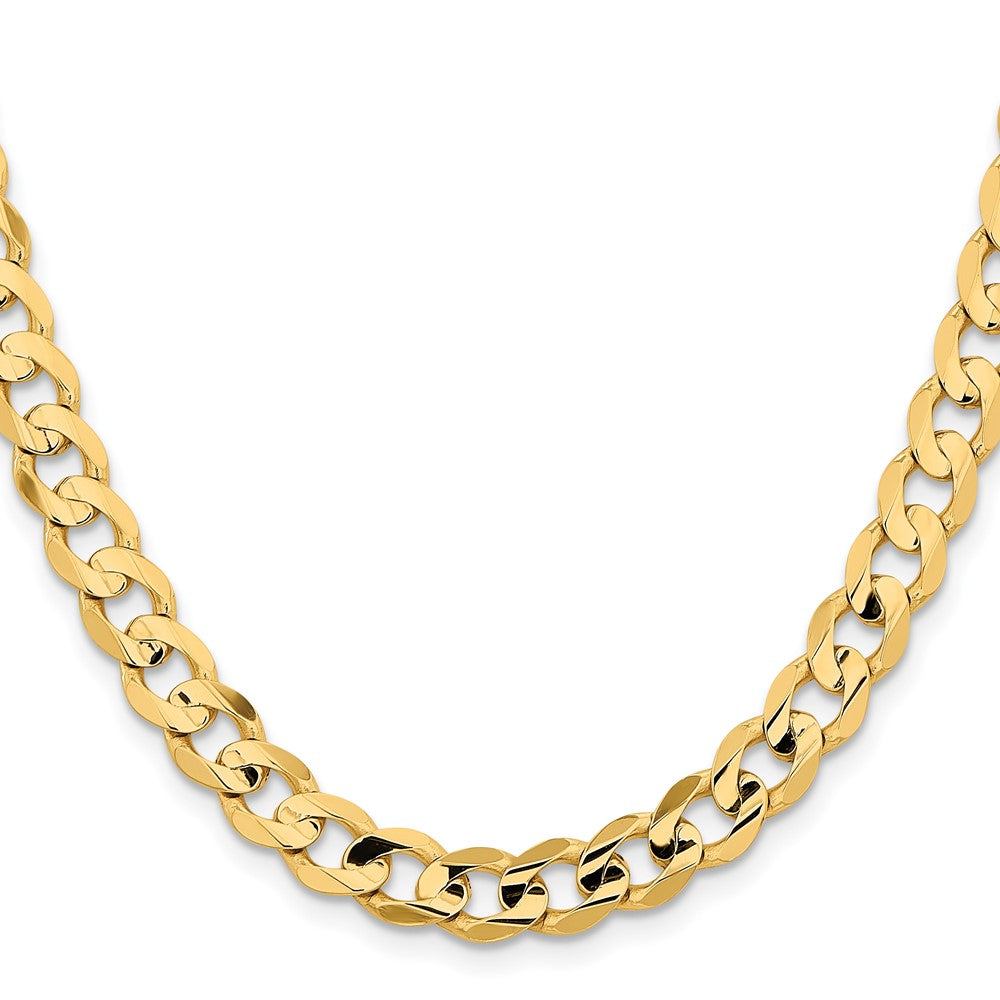 14K 22 inch 8.5mm Open Concave Curb with Lobster Clasp Chain