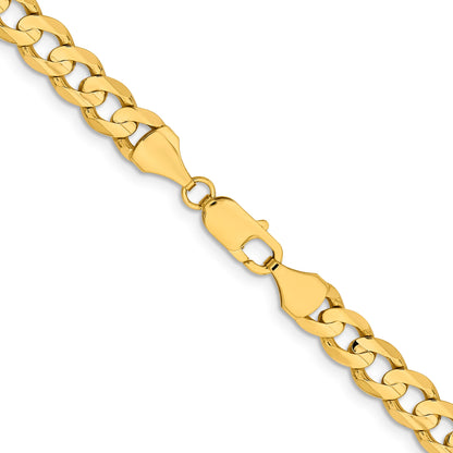 14K 26 inch 8.5mm Open Concave Curb with Lobster Clasp Chain