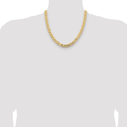 14K 20 inch 8.5mm Open Concave Curb with Lobster Clasp Chain