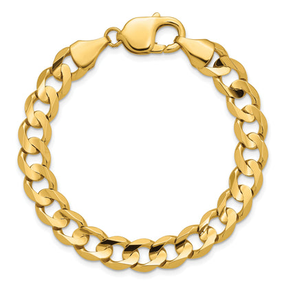 14K 7 inch 8.5mm Open Concave Curb with Lobster Clasp Bracelet