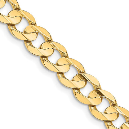 14K 22 inch 8.5mm Open Concave Curb with Lobster Clasp Chain