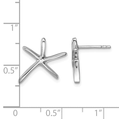 Sterling Silver Rhodium-plated Polished Starfish Post Earring