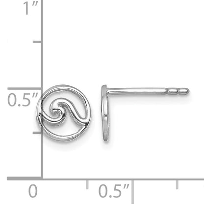 Sterling Silver Rhodium-plated Polished Wave Post Earring