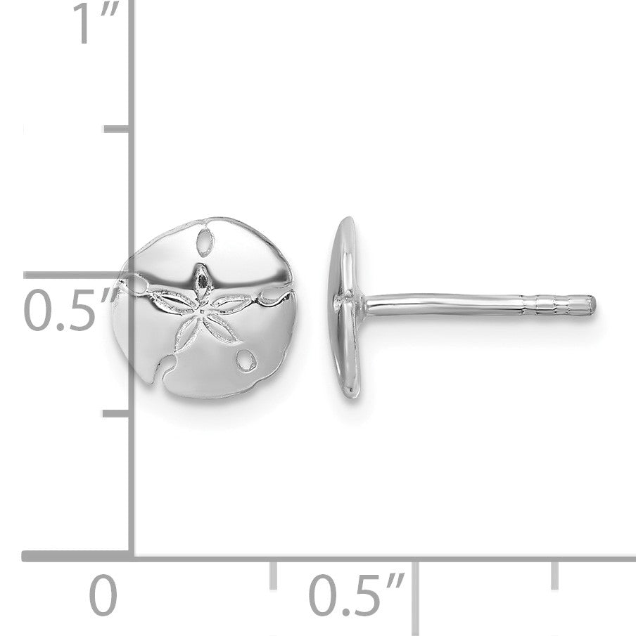 Sterling Silver Rhodium-plated Polished Sand Dollar Post Earring