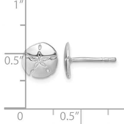 Sterling Silver Rhodium-plated Polished Sand Dollar Post Earring