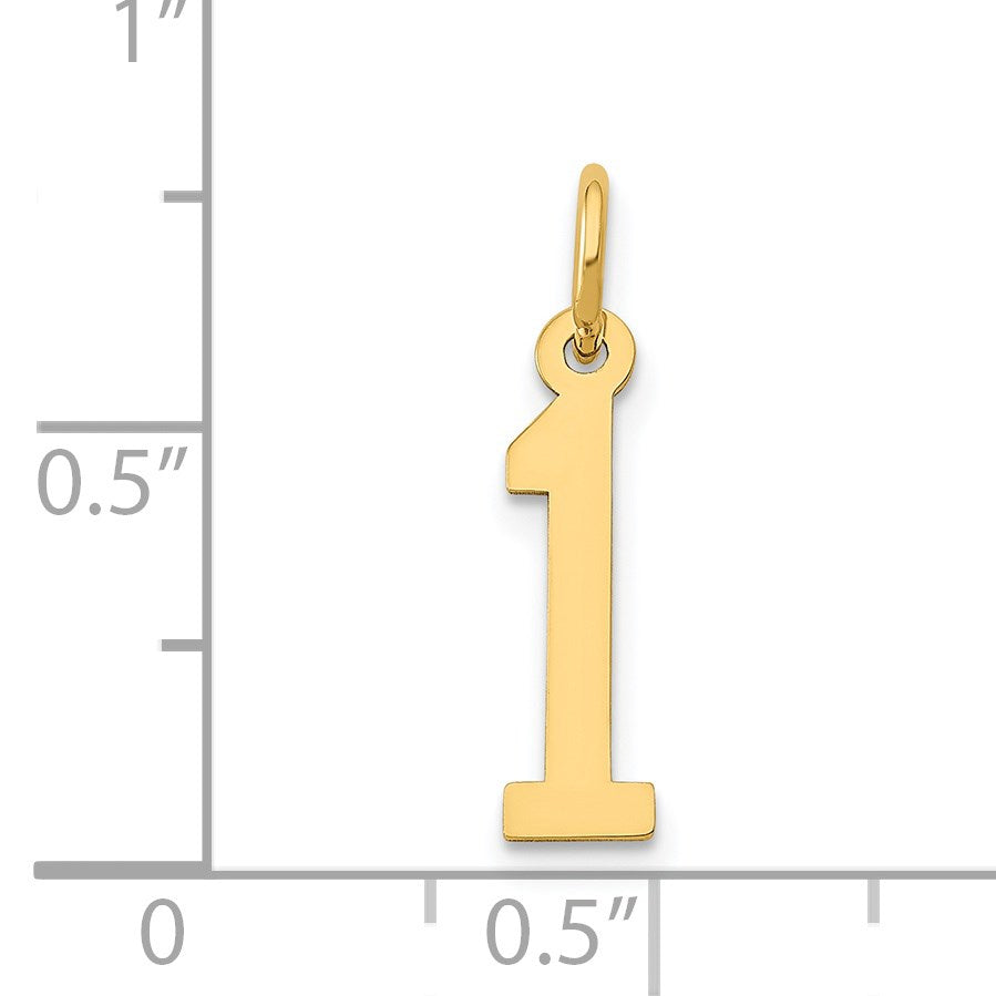 14k Small Elongated Number 1 Charm