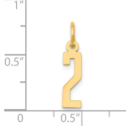 14k Small Elongated Number 2 Charm