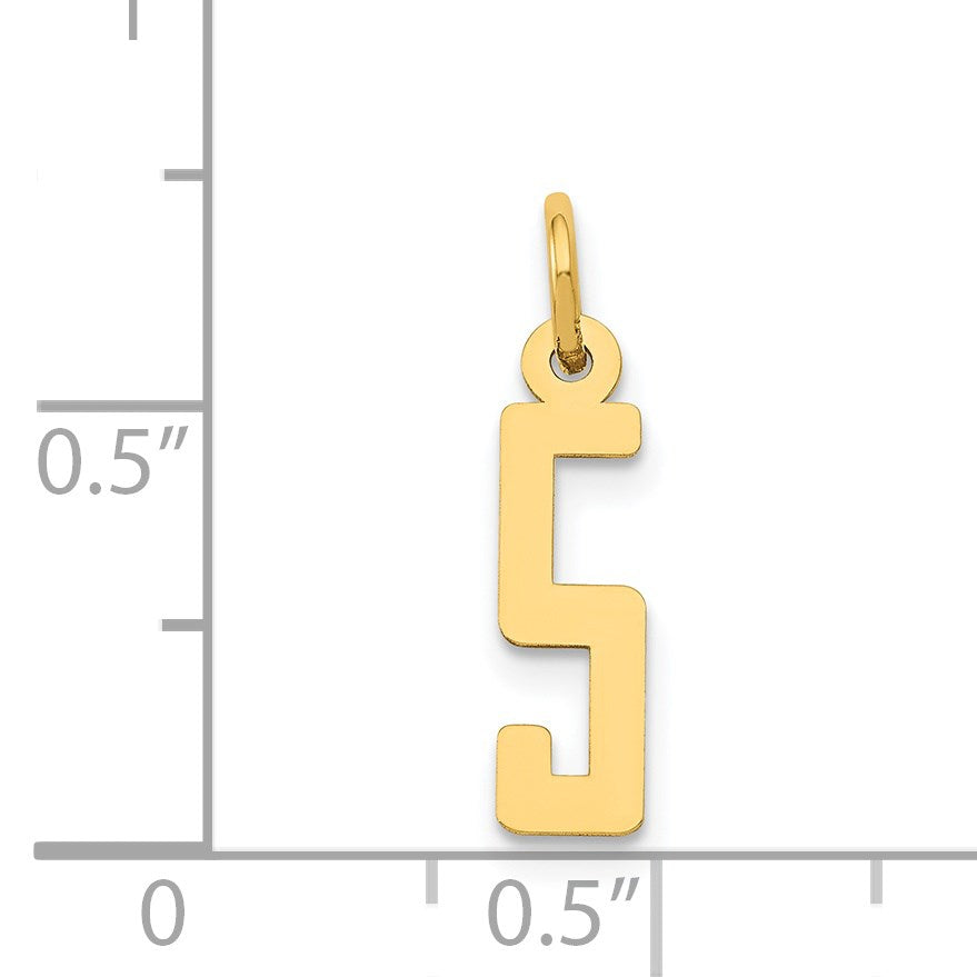 14k Small Elongated Number 5 Charm