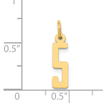 14k Small Elongated Number 5 Charm